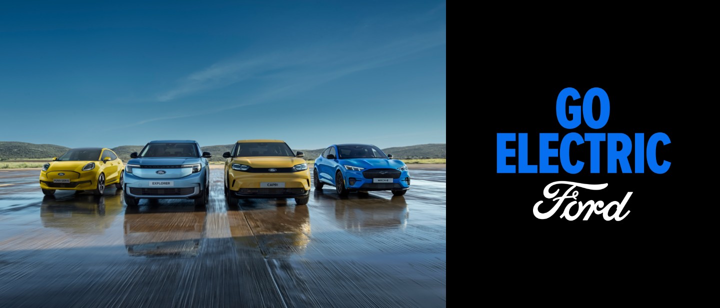 Gama samochodów elektrycznych Forda, w tym Ford Puma Gen-E, Ford Explorer, Ford Capri i Ford Mustang Mach-E. Gama samochodów elektrycznych Forda, w tym Ford Puma Gen-E, Ford Explorer, Ford Capri i Ford Mustang Mach-E.
